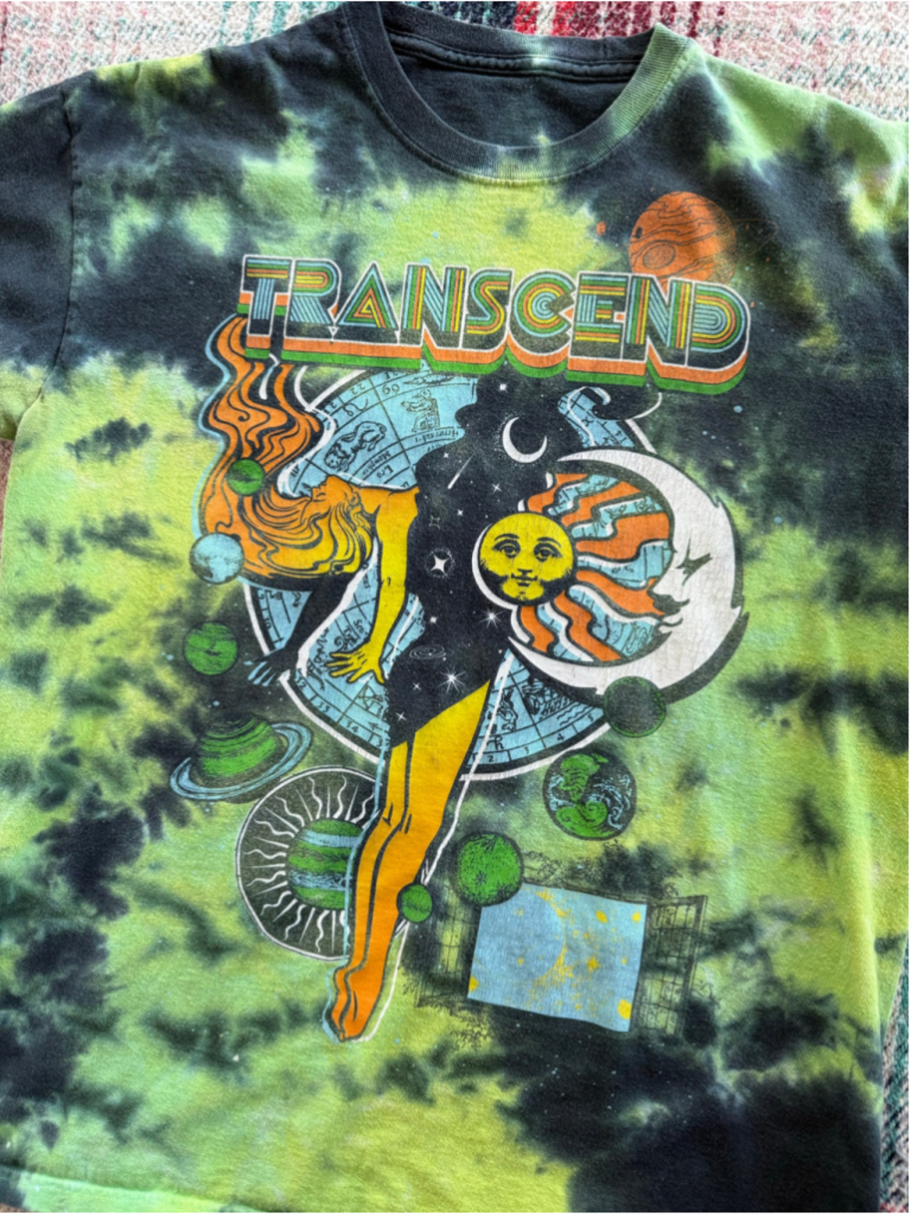 Liquid Blue Transcend Astrology Green Tie Dye T-Shirt L
